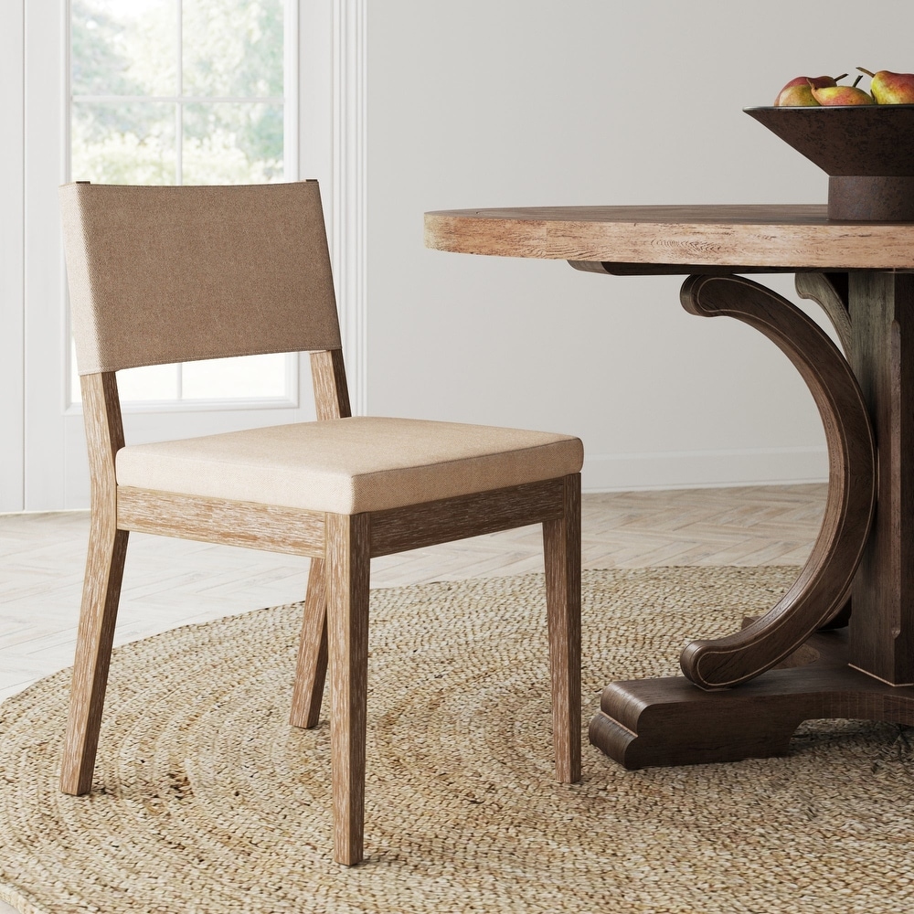 Linus Modern Upholstered Dining Chair  Solid Rubberwood Legs