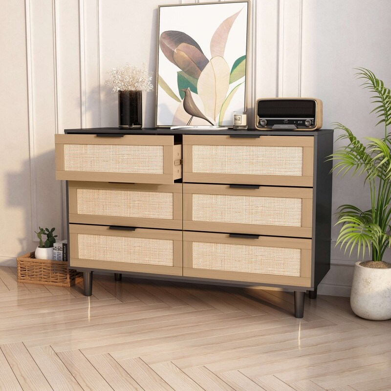 6 drawers Rattan dresser Rattan Drawer