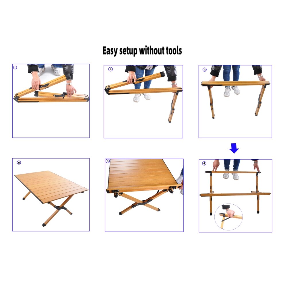 Portable Picnic Table  Rollable Aluminum oy Table Top with Folding Solid Frame   23.60\