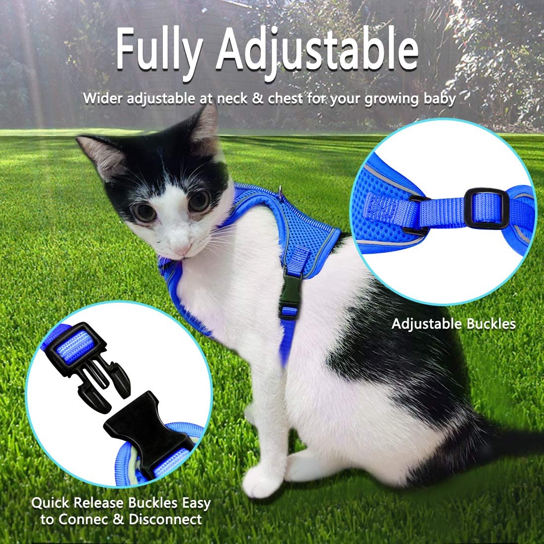 Cat Harness and Leash Proof Reflective for Adult Cats Soft and Breathable Vest