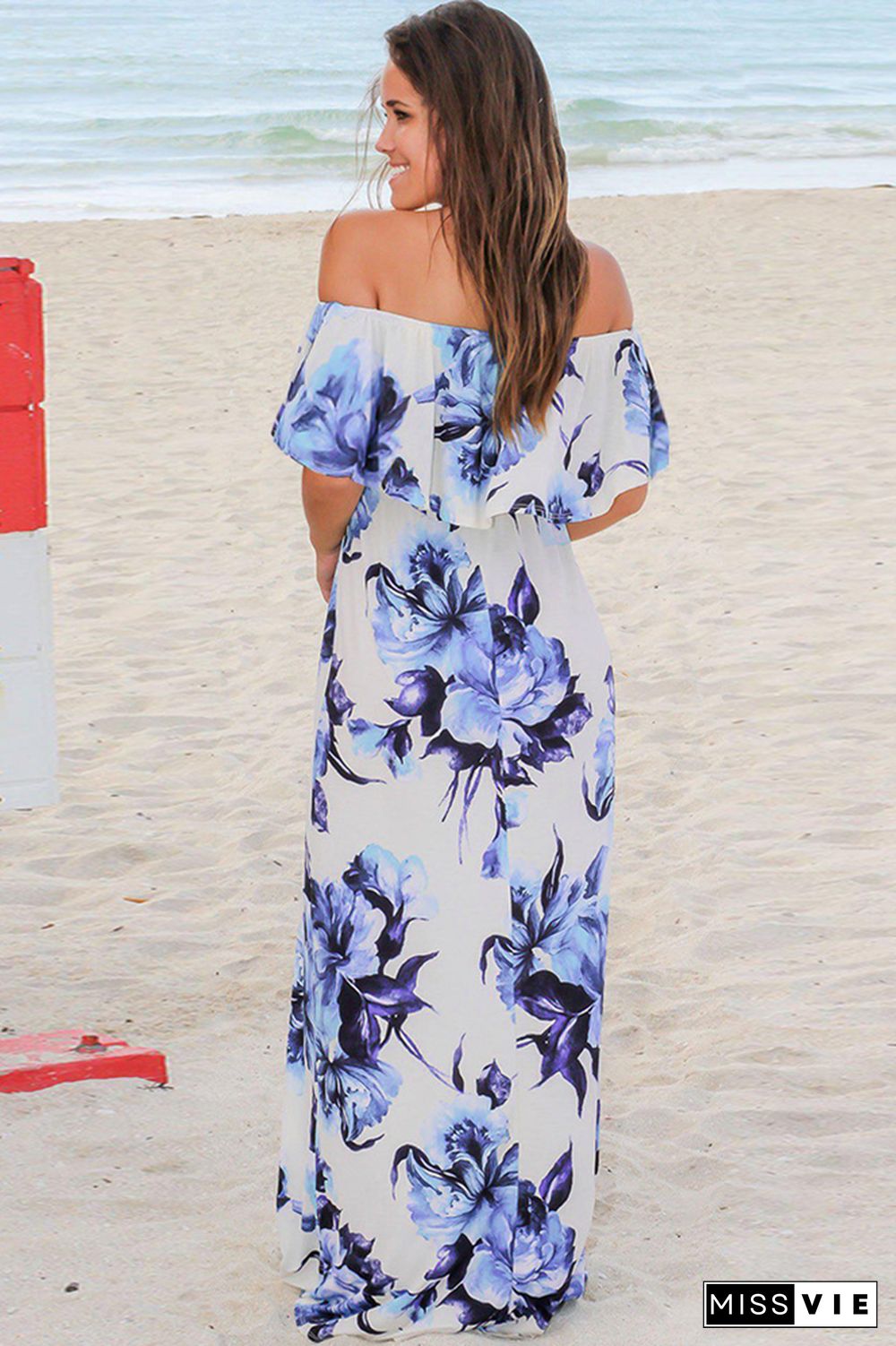 Floral Print Off-shoulder Bohemian Maxi Dress