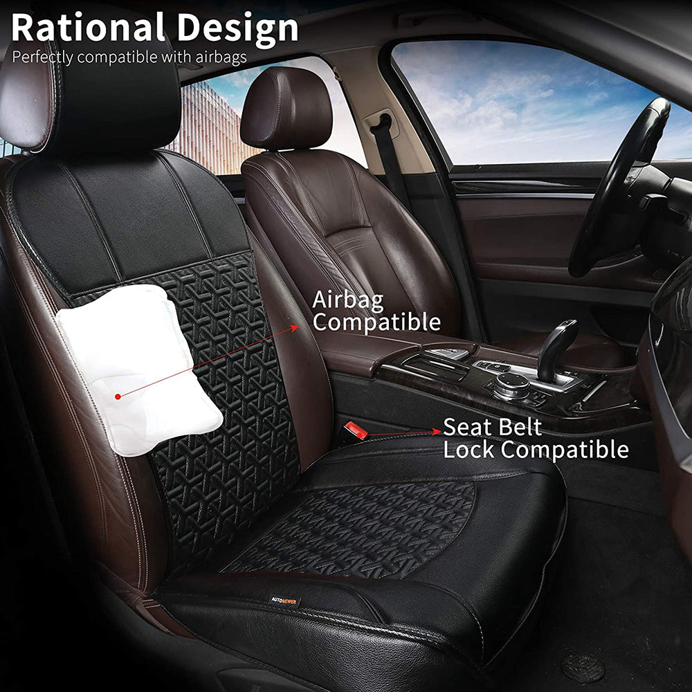 Leather Pu Car Seat Cover， Luxury Universal Front Car Seat Cushion， Full Wrapped Edge Waterproof Car Seat Protectors， Universal Fit For 95% Cars，Suv，Trucks(2Pcs，Black)