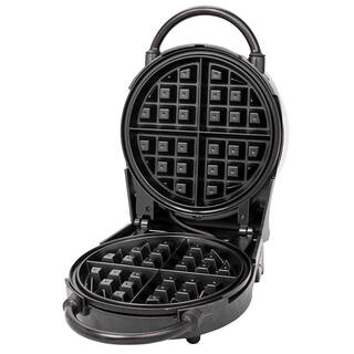 CucinaPro Classic Round 4-Waffle Black Belgian Waffle Maker 1476