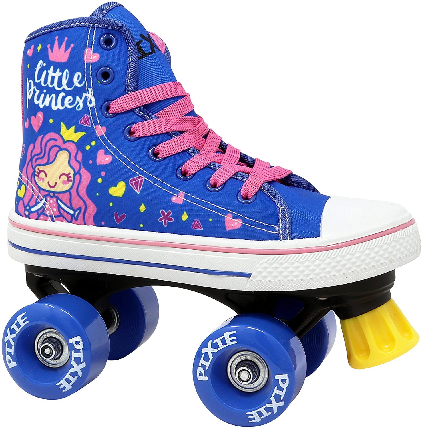 Lenexa Roller Skates for Girls， Pixie Little Princess Kids Quad Roller Skate Indoor and Outdoor Children Skate for Kids， High Top Sneaker Style for Beginners Size 3