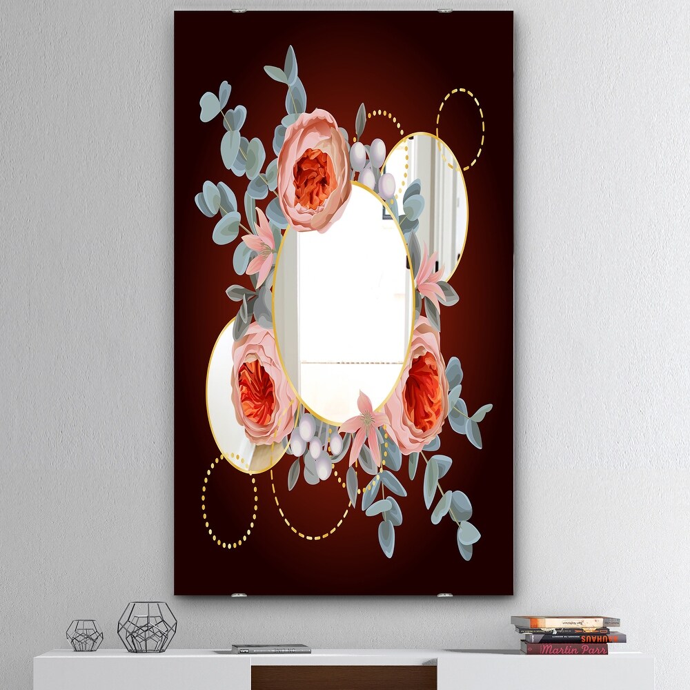 Designart 'Floral Rings' Traditional Mirror   Large Printed Wall Mirror