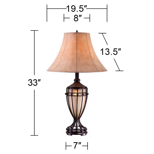 Tall Set Of 2 With Nightlight Brushed Iron Urn Beige Fabric Shade For Living Room Bedroom