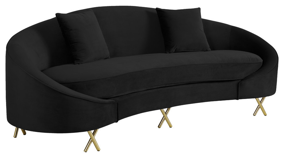 Serpentine Black Velvet Chair   Contemporary   Sofas   by Meridian Furniture  Houzz