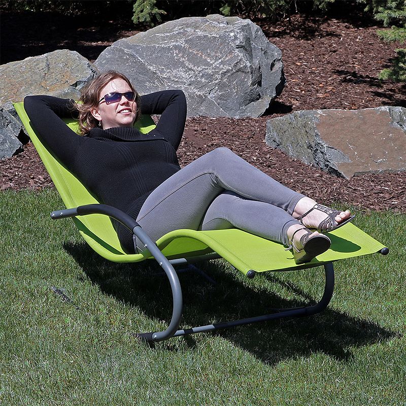 Sunnydaze Outdoor Patio Rocking Wave Lounger with Pillow