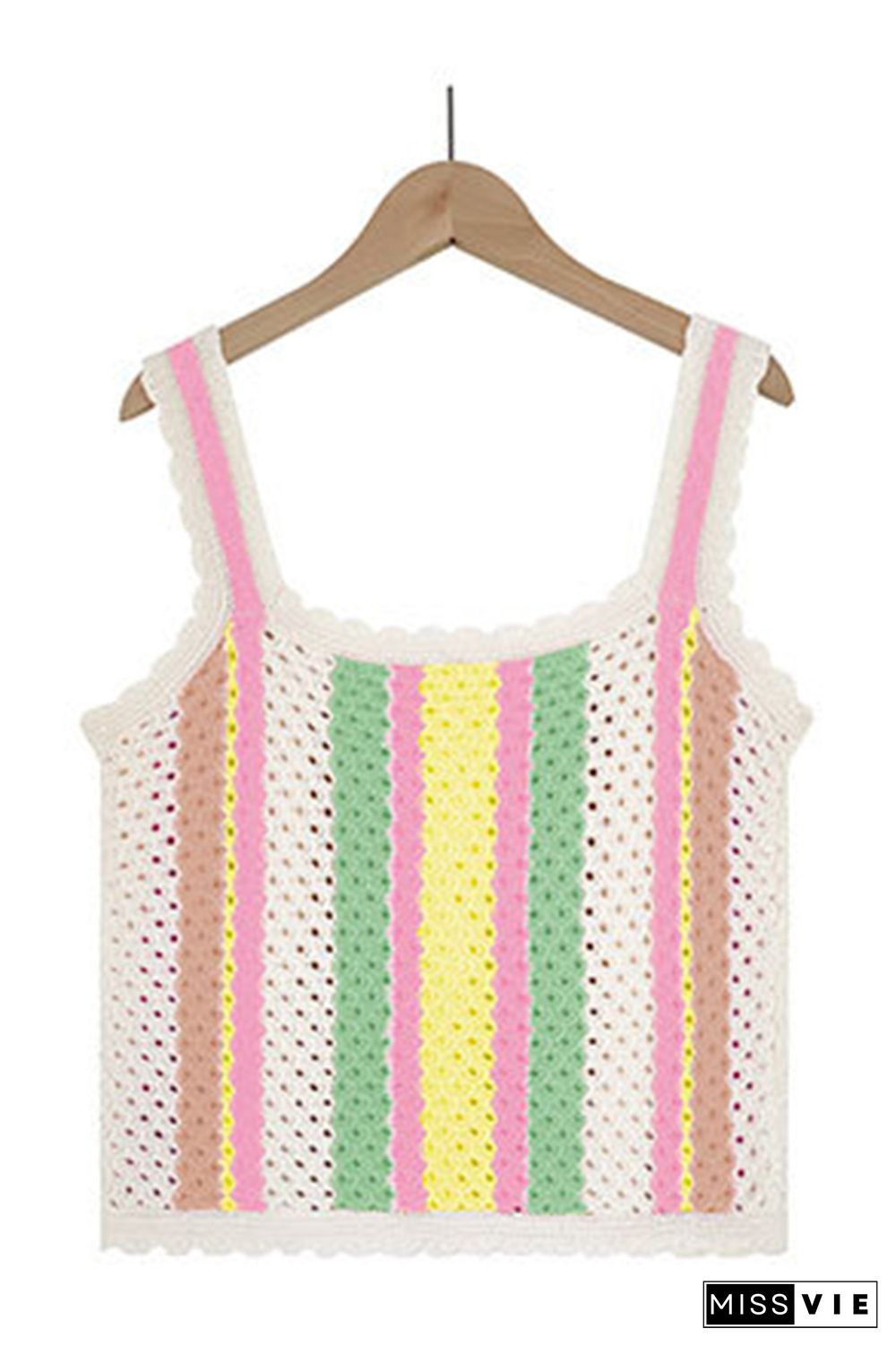 Button Down Multicolor Striped Knit Cami Top