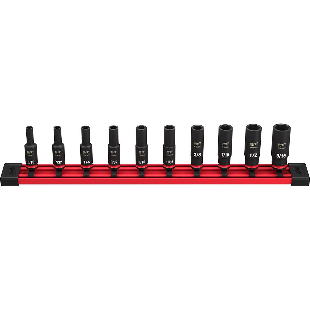 Milwaukee 10PC SHOCKWAVE™ Impact Duty™ Socket SAE Deep 6 Point Set