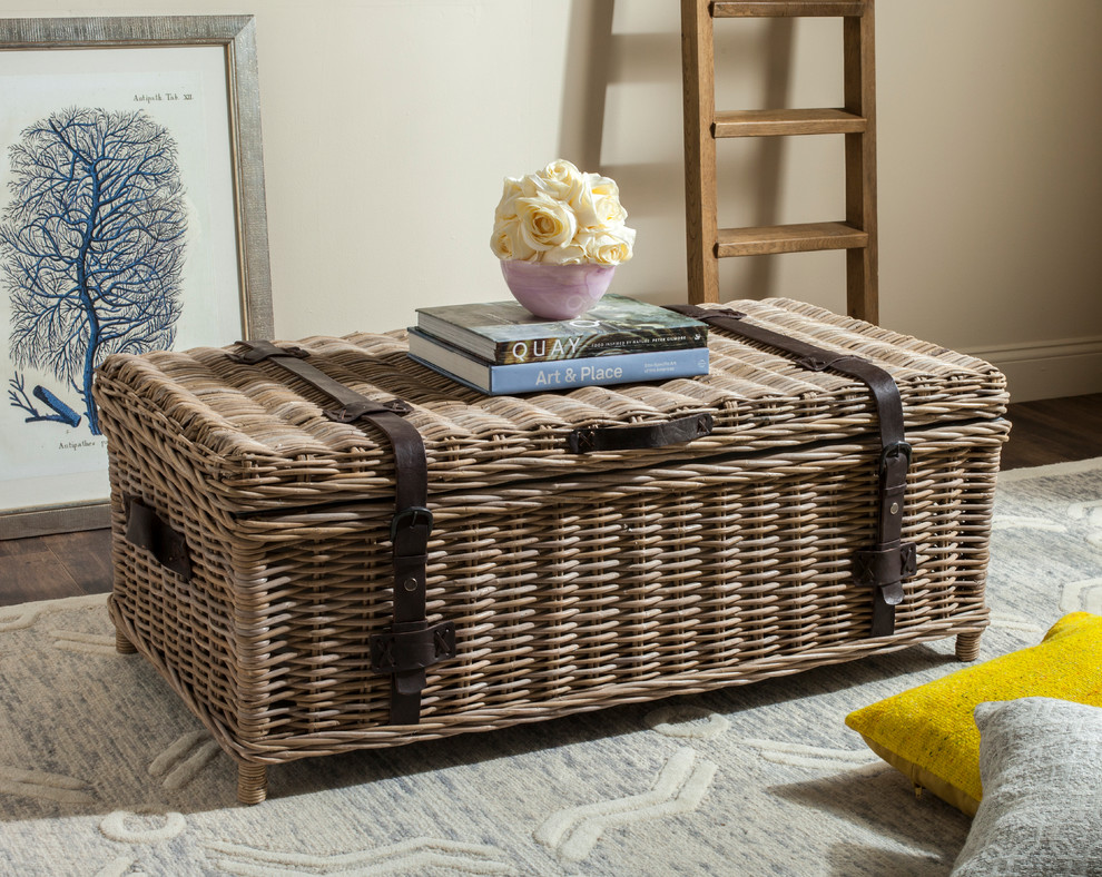 Safavieh Navarro Rattan Coffee Table Trunk   Tropical   Coffee Tables   by Safavieh  Houzz