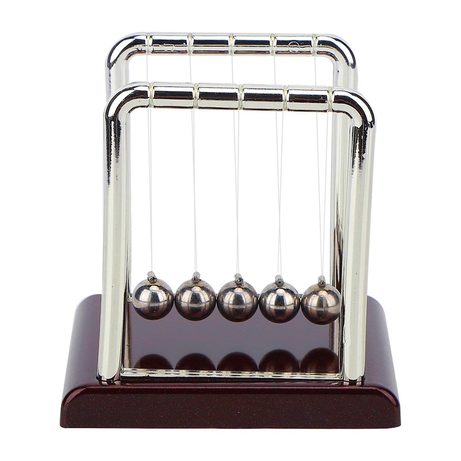 Newton Cradle Balance Balls， Wooden Mirror Desk Toys Office Decorations With 5 Balls， Fun Science Physics Learning Toys， Office Gadgets[s]