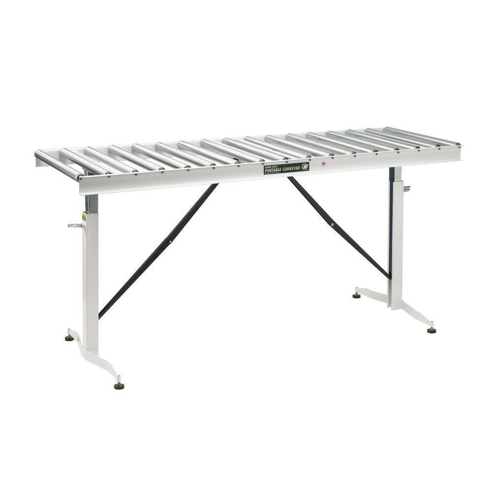 HTC Powder Coated Steel 26.5 in. to 43.5 in. H 24 in. W Roller Table Adjustable Conveyor with 17 Rollers HRT-90