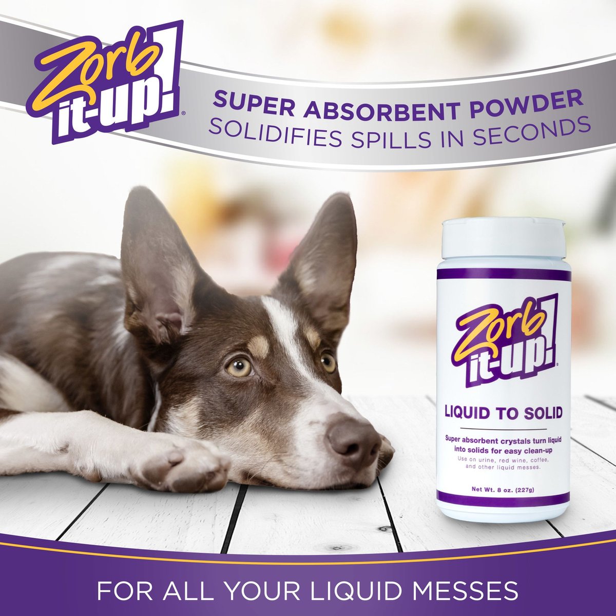 Zorb-It-Up! Liquid to Solid Absorbent Dog and Cat Powder， 8-oz bottle