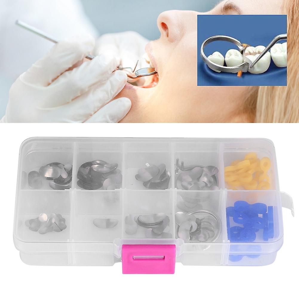 100pcs/box Dental Matrices Dental Sectional Contoured Matrices Matrices Ring Rubber Wedges