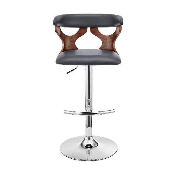 Adjustable Barstool with Curved Cut Out Wooden Back - 20 L X 20 W X 43 H Inches