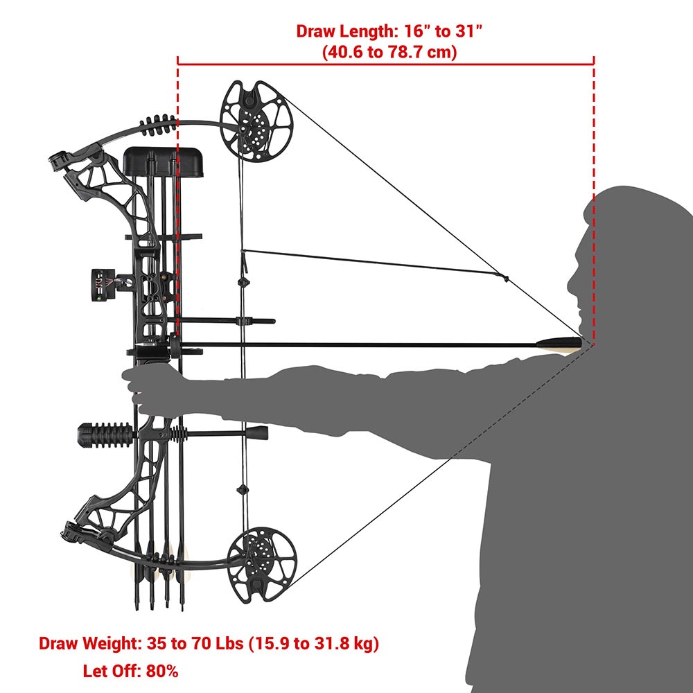 Yescom Compound Bow Kit Archery Bow and 12 Carbon Arrows