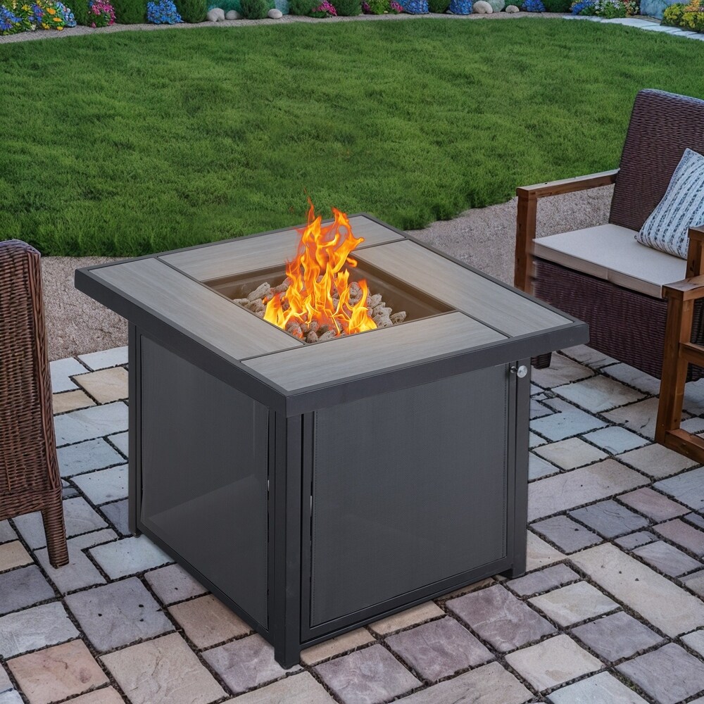 Patio Outdoor Gas Fire Pit Table  43 Inch 50 000 BTU Rectangle Patio Propane Fire Pit Table   32 inch