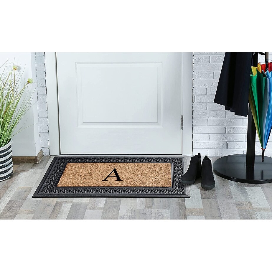 A1HC Paisley Border Rubber and Coir Large Heavy Duty Outdoor Monogrammed Doormat  23\