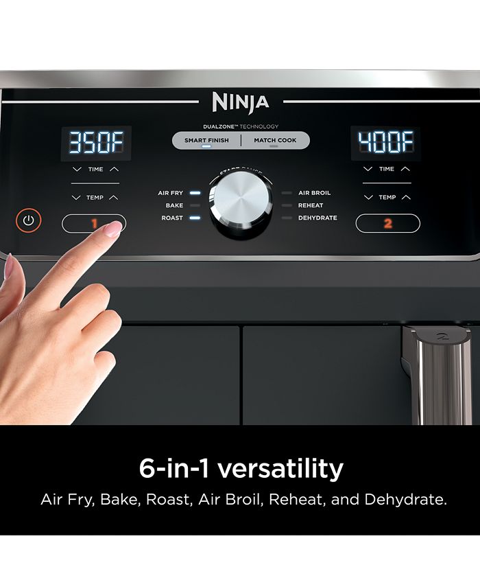 Ninja Foodiandreg DZ401 6-in-1 10-qt. XL 2-Basket Air Fryer with DualZone Technology- Air Fry， Broil， Roast， Dehydrate， Reheat and Bake， Family Sized