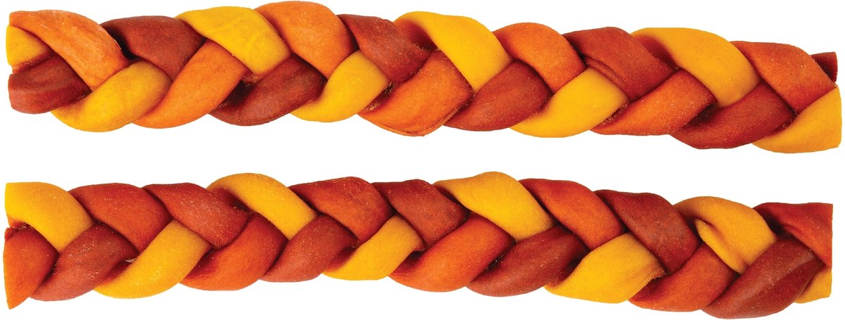 Good 'n' Fun Triple Flavor 9-in Braid Dog Treats， 4 count