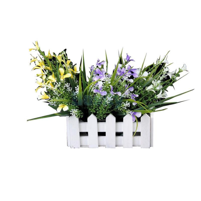 Toyfunny Wooden Flower Plant Fence Picket Storage Holder Garden Wedding Decor White