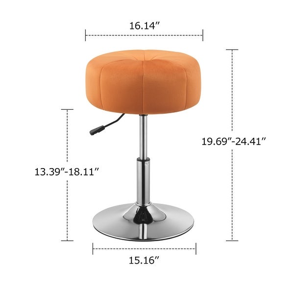 Art Leon Round Adjustable Height Velvet Swivel Stool