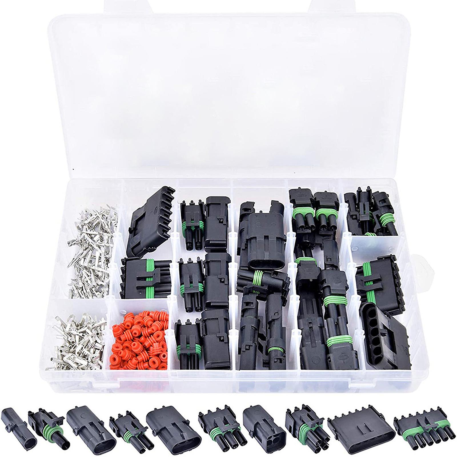 320pcs Car Electrical Wire Connector Terminals Plug Kit 1/2/3/4/6 Male And Female Small Pin Waterproof Plug For Truck Motorcycles Boats