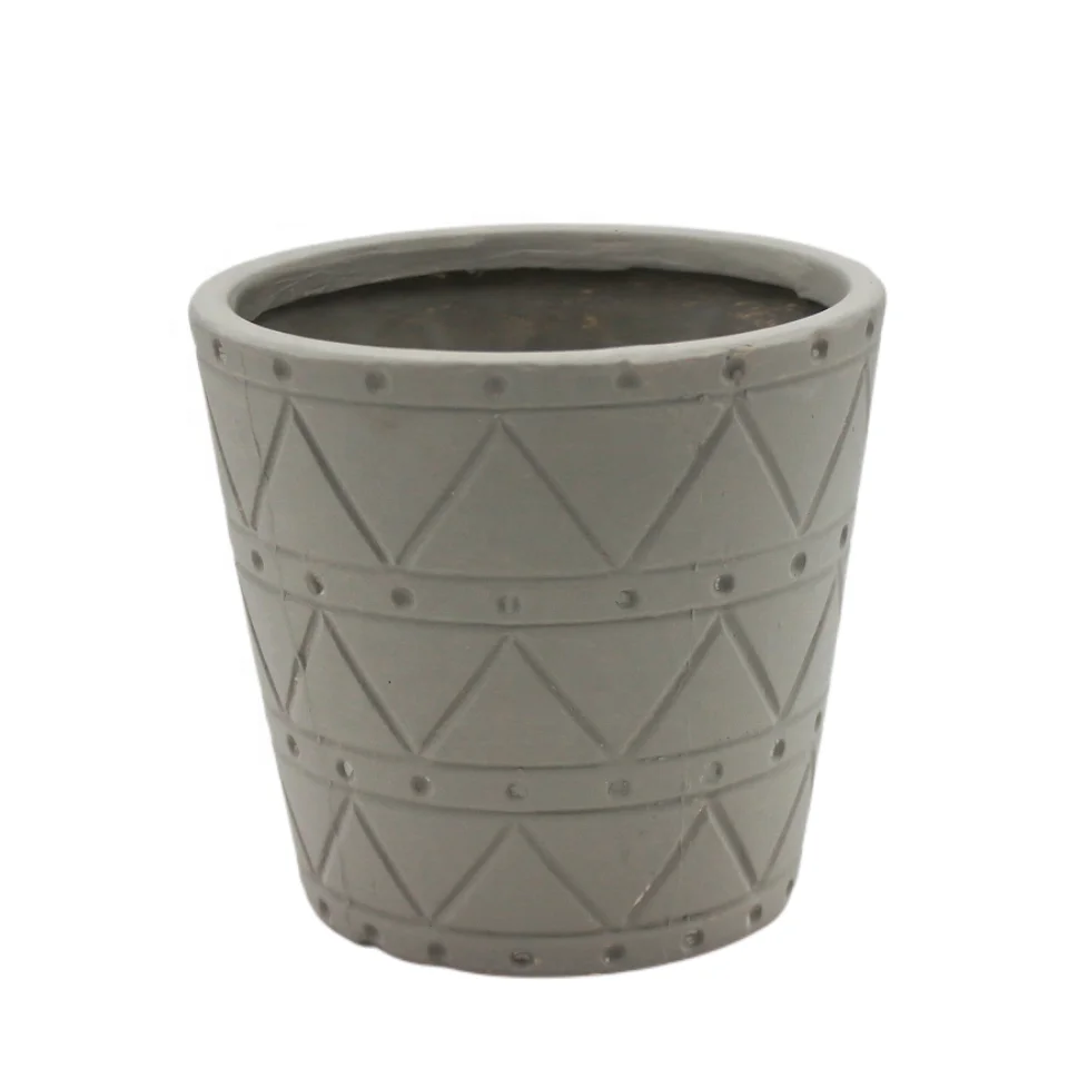 Round Wholesale Nordic Garden Home Decoration classic Grey Ceramic Flower Planter Pots