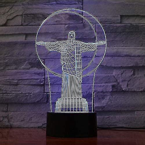 3d Christ The Savior Night Light Touch Table Desk Optical Illusion Lamps 7 Color Changing Lights Hom