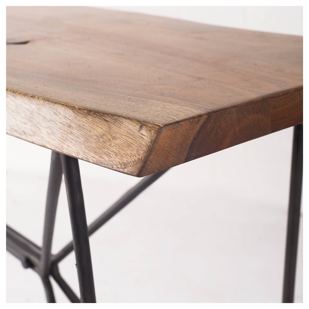 Papillion I Natural Live Edge Solid Wood w/Black Iron Frame Console Table   Industrial   Console Tables   by HedgeApple  Houzz