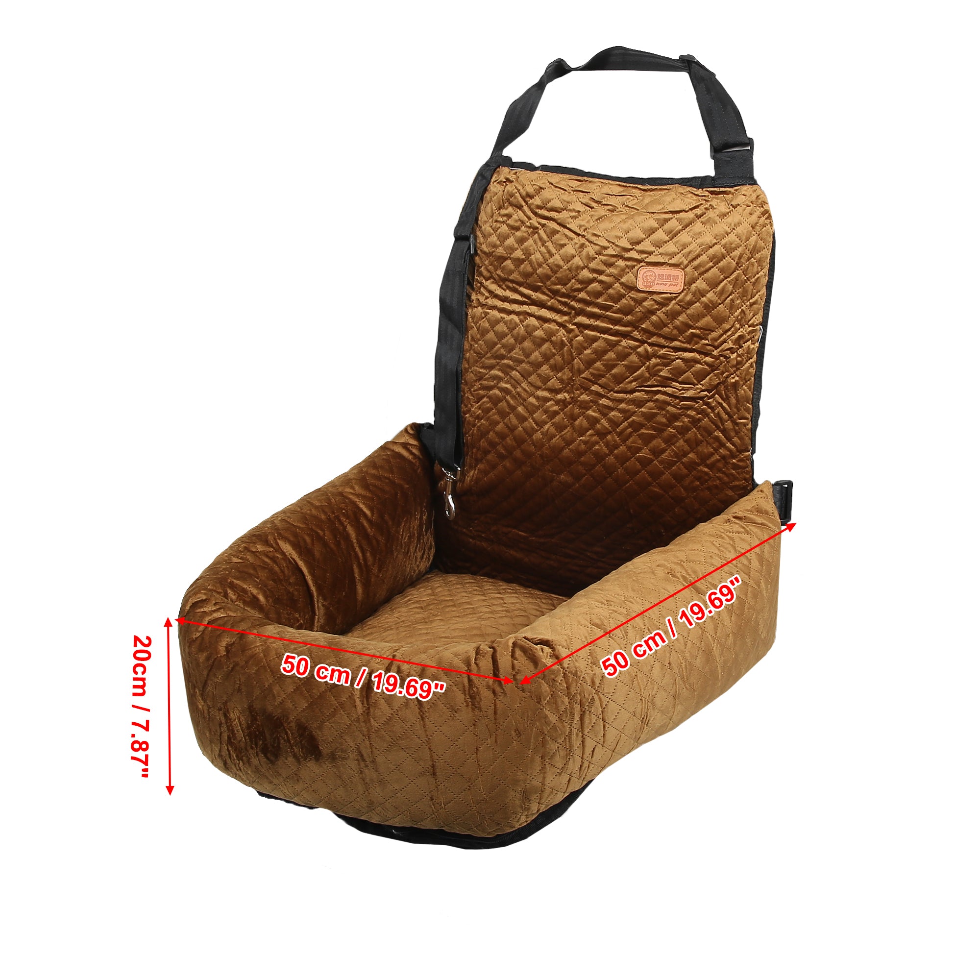 Unique Bargains Dog Car Seat Booster Seat Adjustable Straps for Medium Small Sized Puppy Cat Pets Coffee Color