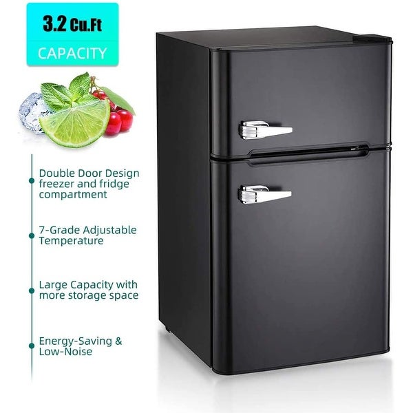 3.2 Cu.Ft Freestanding Compact Refrigerator with Freezer，2 Doors