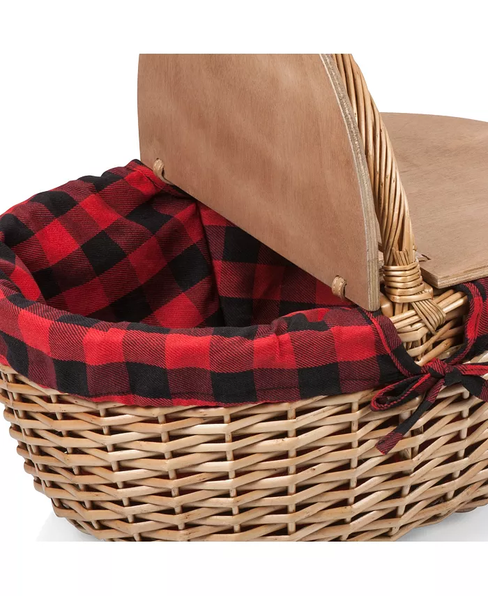 Picnic Time Country Red and Black Buffalo Plaid Picnic Basket