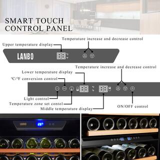 LANBO 23 in. 149-Bottle Stainless Steel Triple Zone Wine Refrigerator LW144T