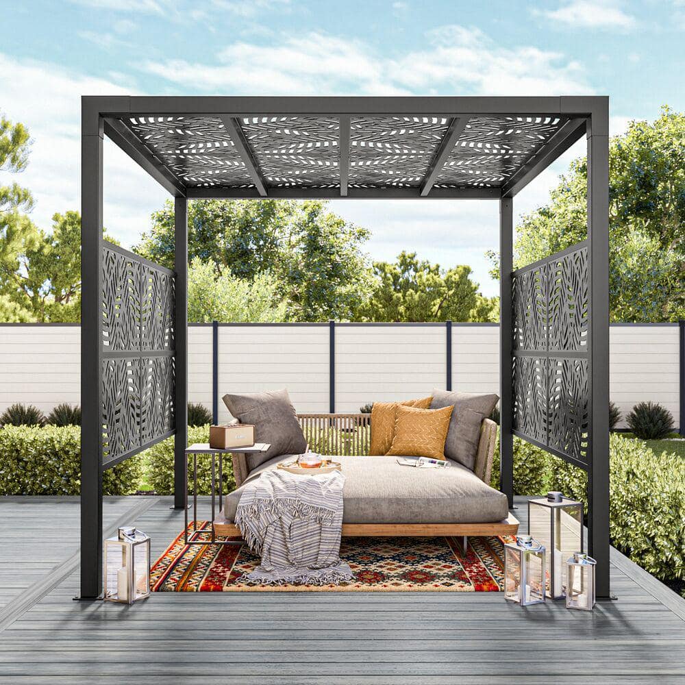 Barrette Outdoor Living Matte Black Pergola Side Wall 73050387