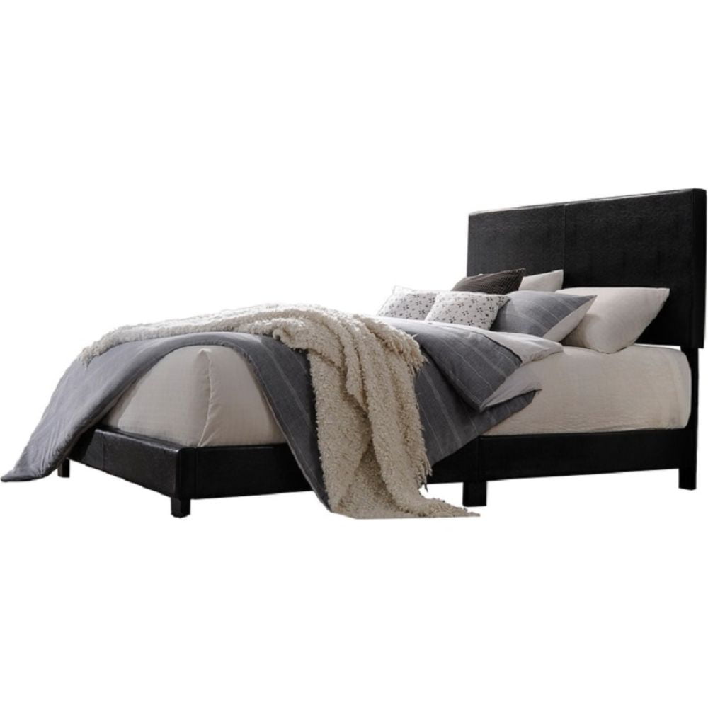 Simple Relax Twin Bed, Black PU, Faux Leather