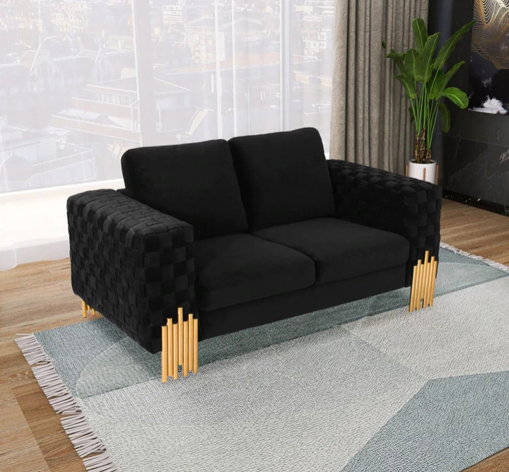 Lynel Modern Velvet Glam Black  ampGold Loveseat   Contemporary   Loveseats   by V.S.D Furniture  Houzz