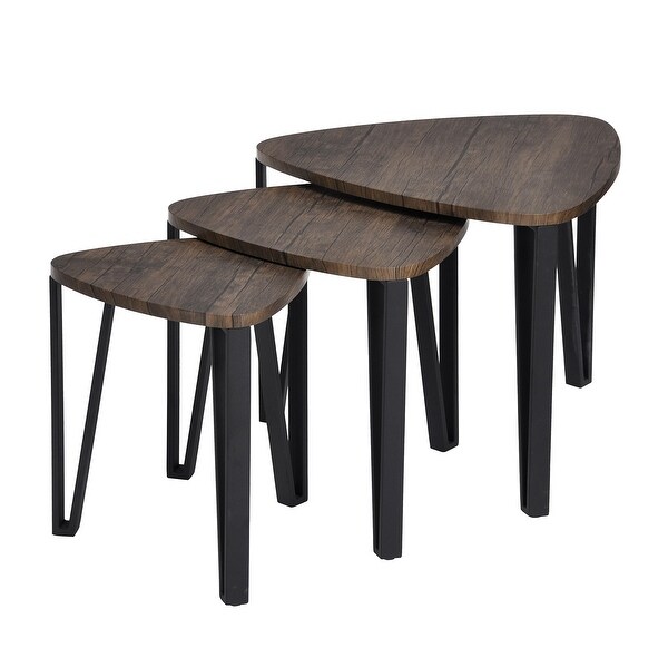 Homylin Nesting Coffee Table Set - Black/Brown- 3-Piece