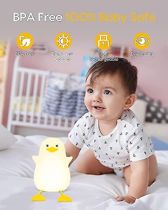 Cute Duck Kids Night Light， Nursery Night Light， Kids Breastfeeding And Sleep Aid， Soft Eye Caring Night Light， With Touch Sensor