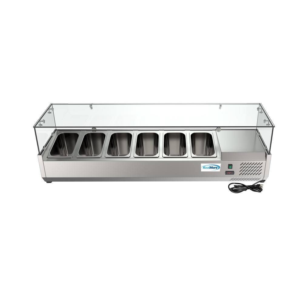 Koolmore 59 in. W 6-Pan 1 cu. ft. Commercial Refrigerator Condiment Prep Station in Stainless Steel SCDC-6P-SG