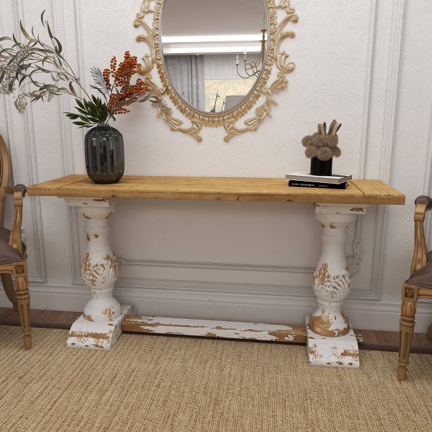 Vintage Wood Console Table White Olivia amp May