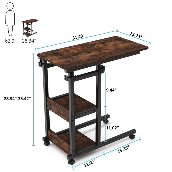 Height Adjustable C Table， Sofa Bedside Laptop Snack Side Table