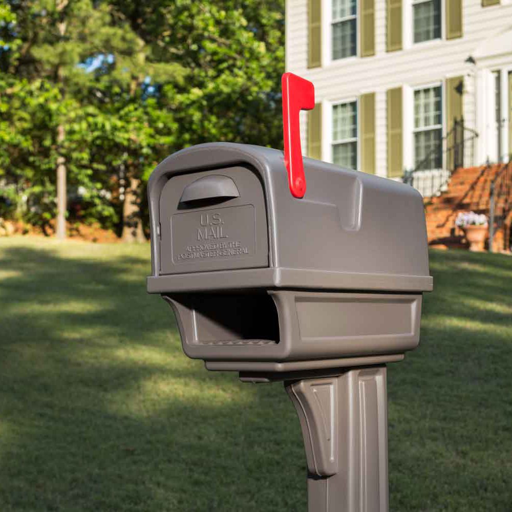 Gibraltar Gibraltar Gentry Plastic Post and Box Combo Mocha Mailbox w/Post 50 in. H x 11-1/2 in. W x 21-3/4 in. L