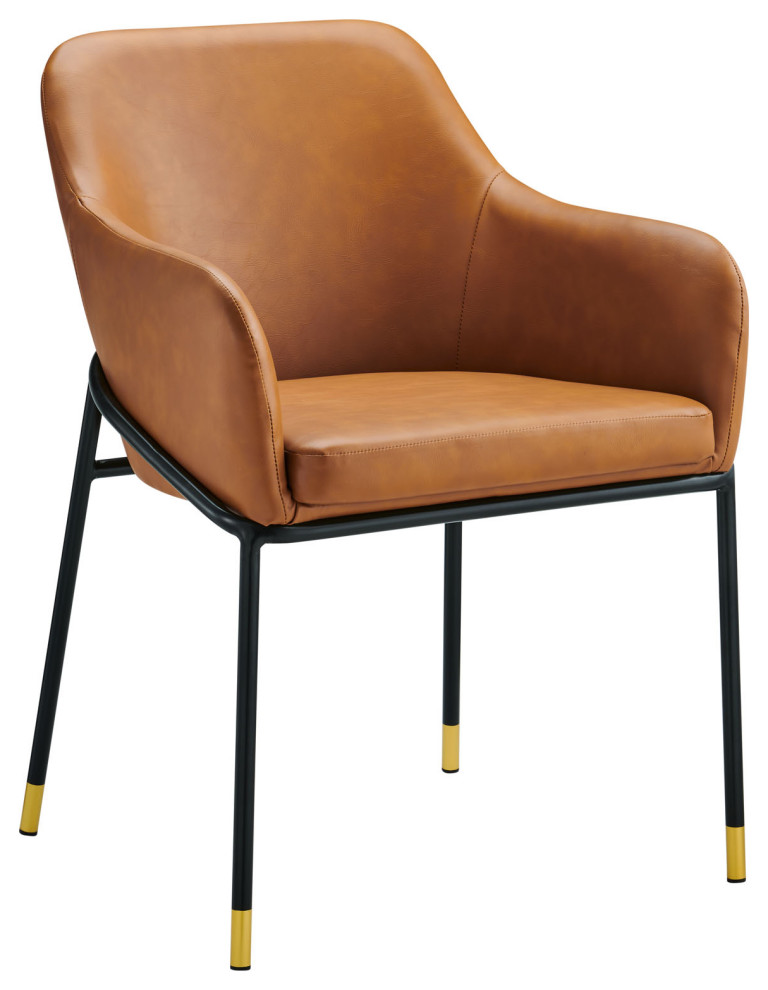 Jovi Vegan Leather Dining Chair Black Tan   Midcentury   Dining Chairs   by Homesquare  Houzz