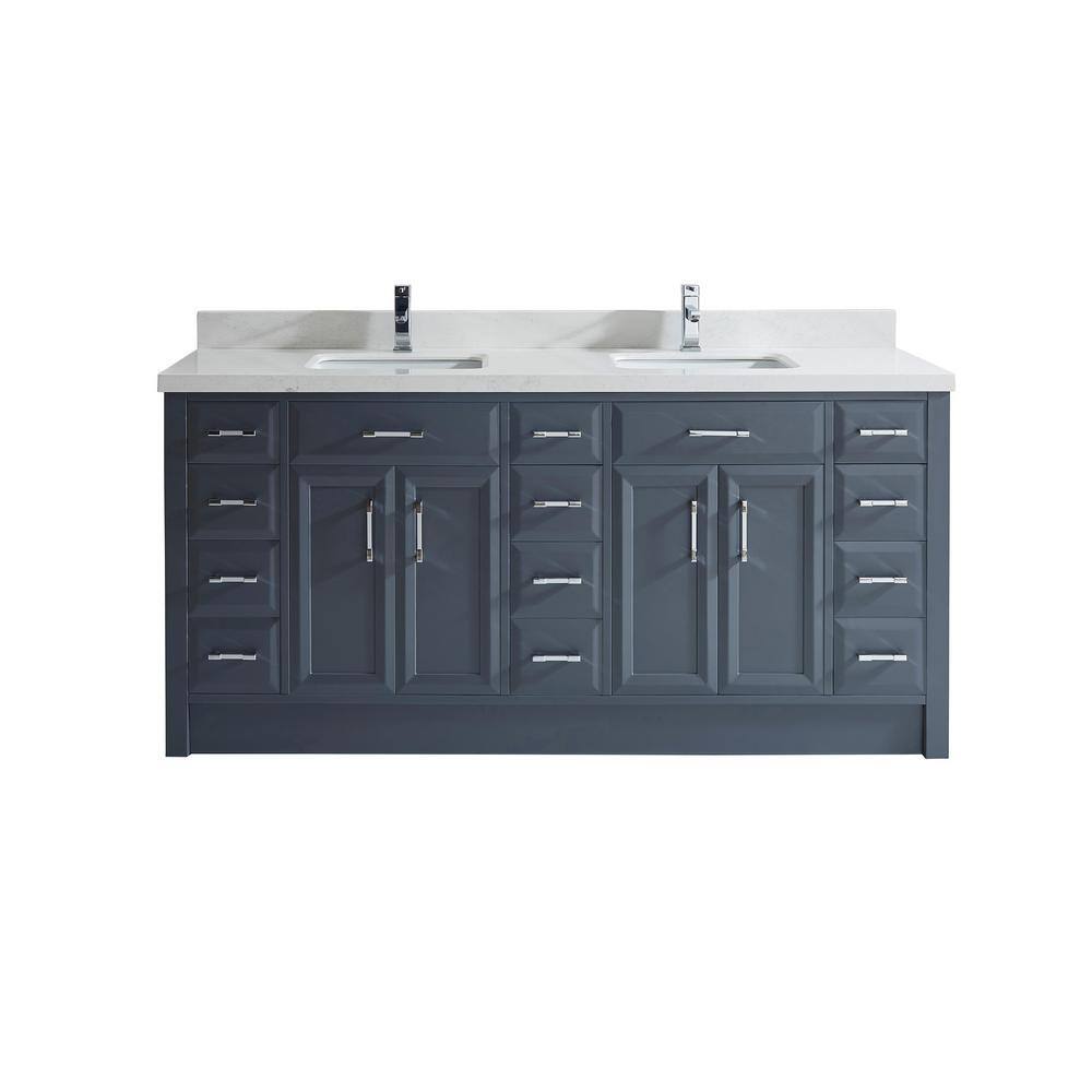 Studio Bathe Calais 75 in. W x 22 in. D Vanity in Pepper Gray with Solid Surface Vanity Top CALAIS 75 PG-SSC