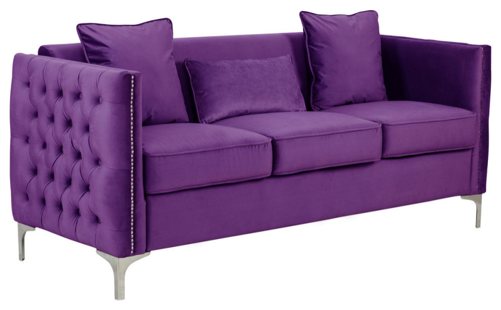 Bayberry Velvet Sofa Loveseat Chair Living Room Set   Midcentury   Living Room Furniture Sets   by Lilola Home  Houzz