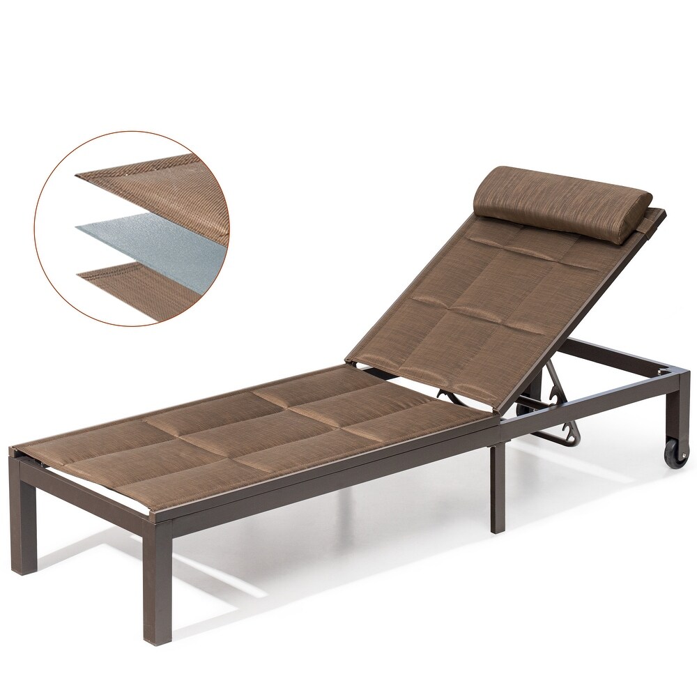 Outdoor Sun Lounger Pool Side Recliner Adjustable Chaise Lounge Chair   Table Set   77.17\