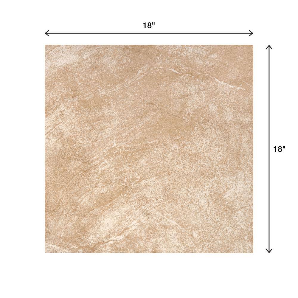 TrafficMaster Portland Stone Beige 18 in. x 18 in. Glazed Ceramic Floor and Wall Tile (17.44 sq. ft.  case) PT011818HD1PV