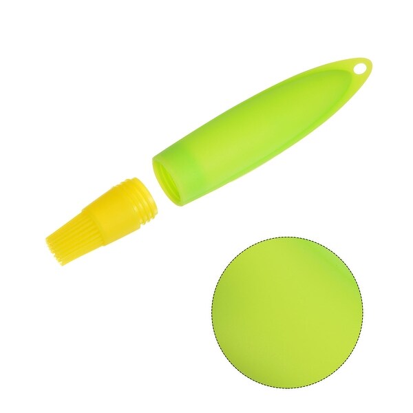 2pcs Silicone Oil Bottle Brush Tip Tail with Cap for BBQ Baking， Yellow+Green